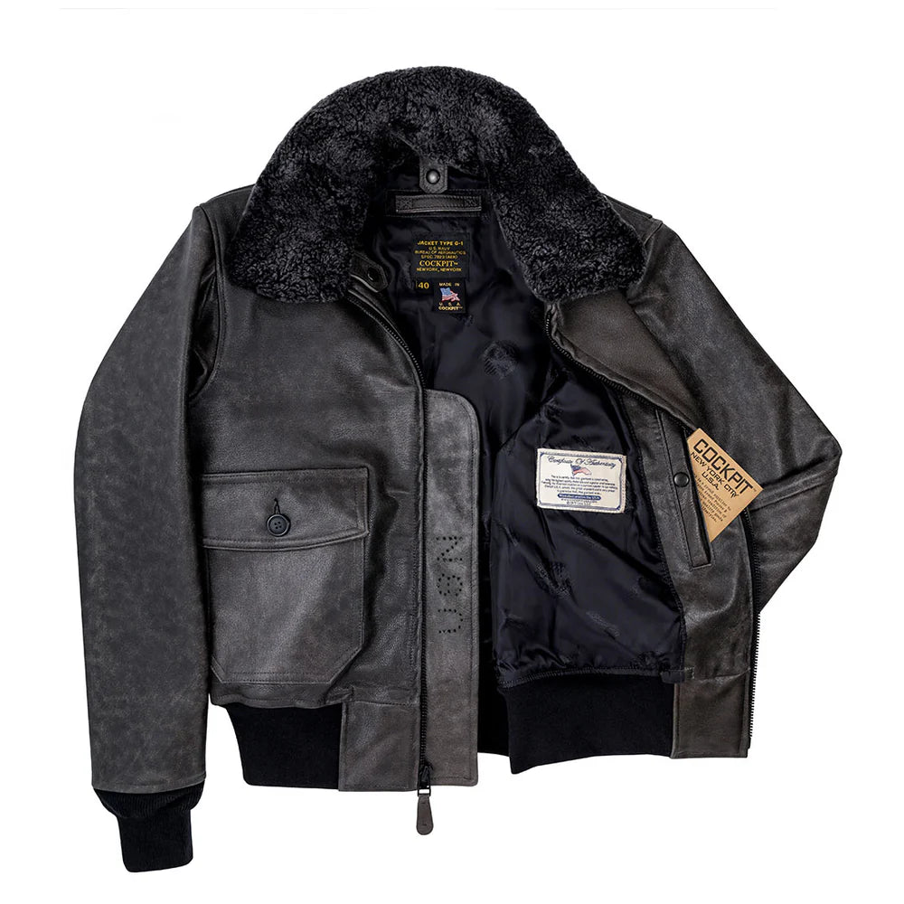 Side profile of Midnight Raider Oak Leather Jacket