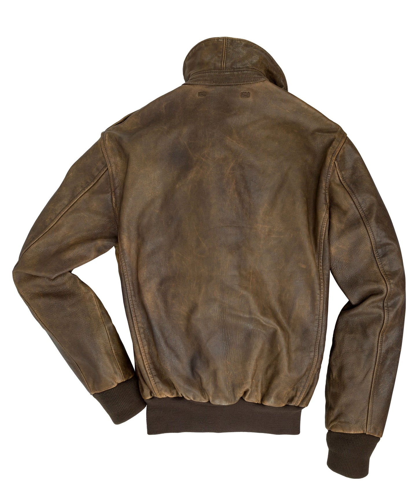 Brown leather jacket on a white background