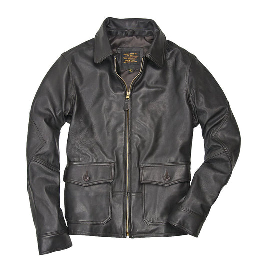 Black leather jacket on a white background