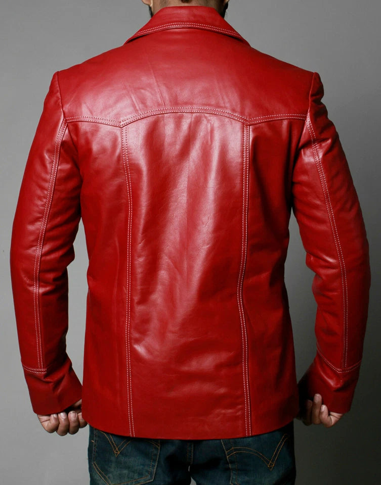 Lightweight Red Oak Leather Trench Coat