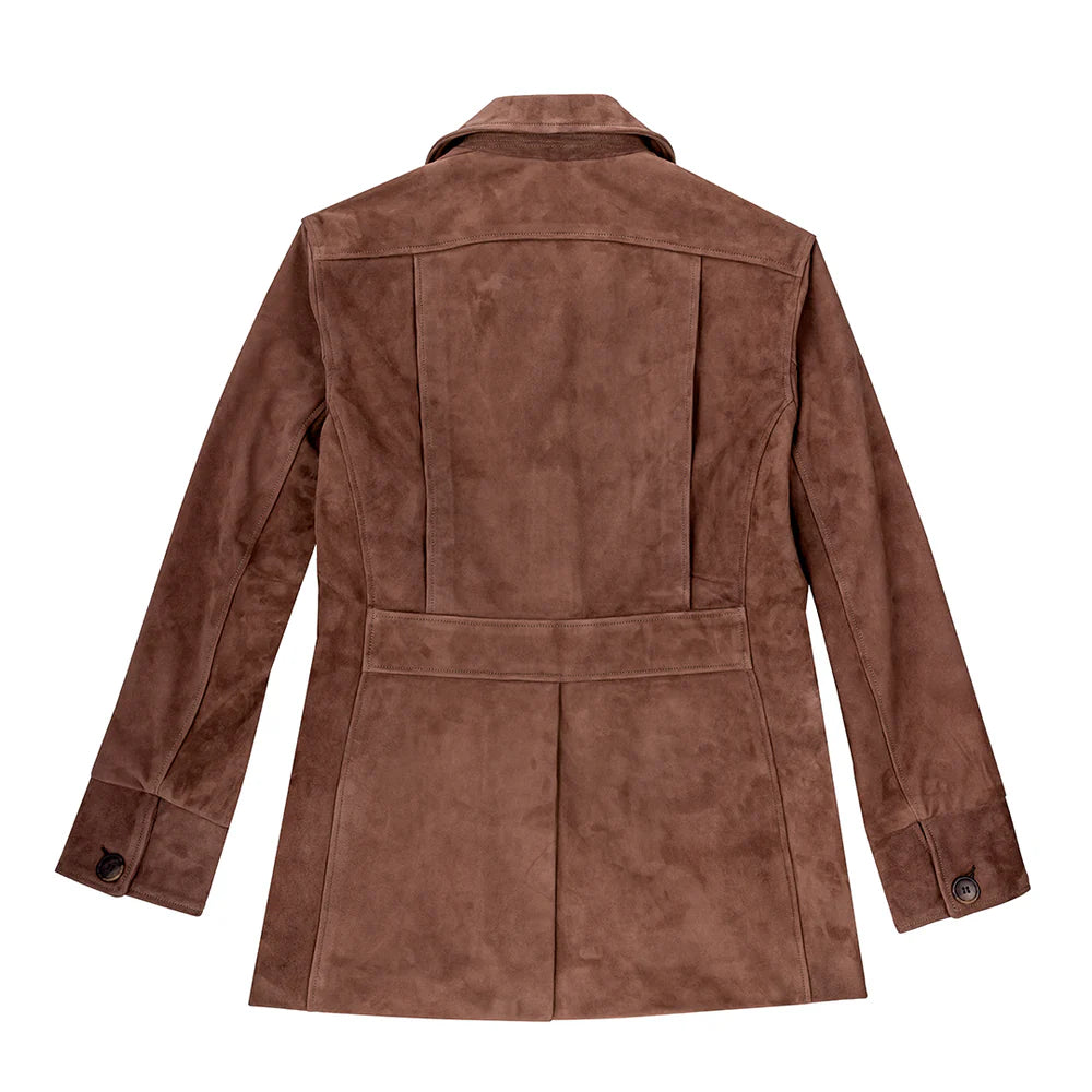 Brown suede jacket on a white background