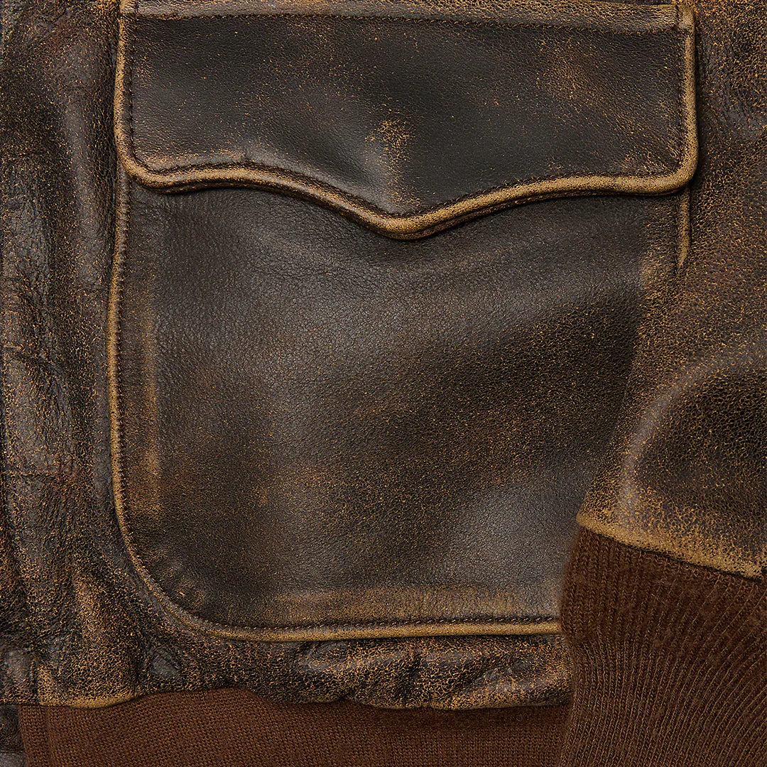 OakLeather Dark Brown Horsehide Battleworn A-2 Jacket