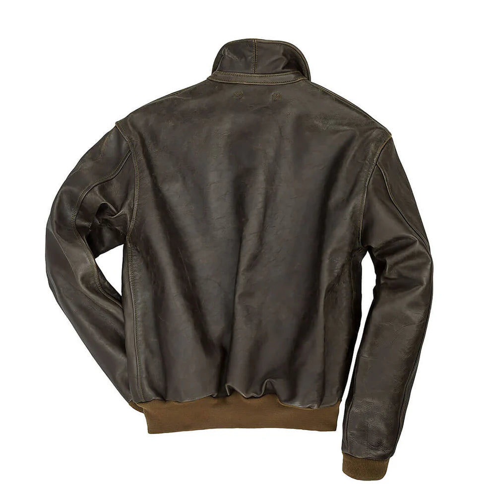Brown leather jacket on a white background