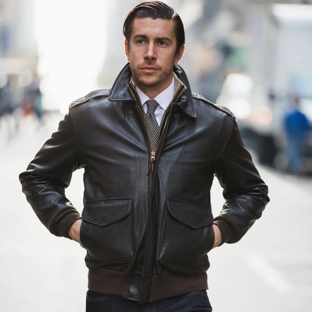 Oak Leather U.S.A.F. 21st Century Long Jacket Brown