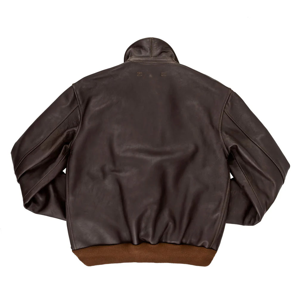 Back view of U.S. Air Force Inspired Black Oak Leather A-2 Jacket
